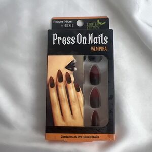 Fright Night By Ardell Halloween Vamp Nails Includes Glue Blood‎ Red 24 Count